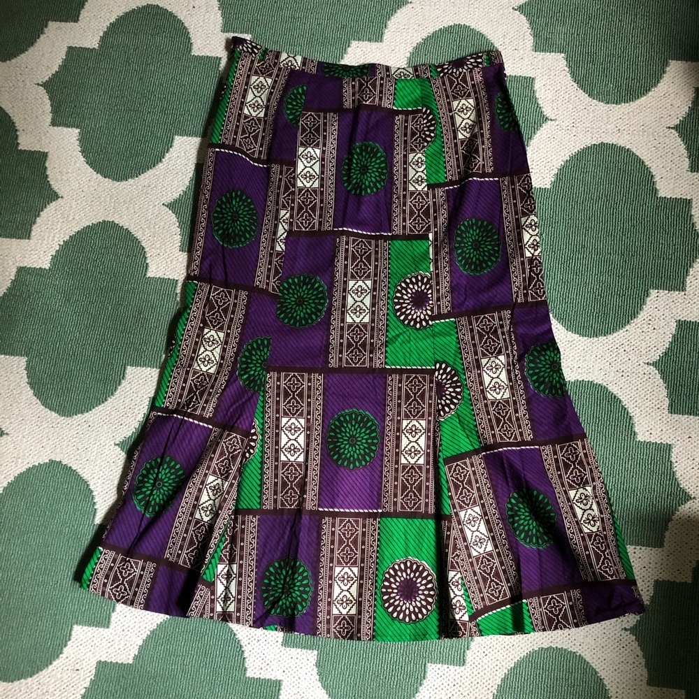 Purple and green African print skirt